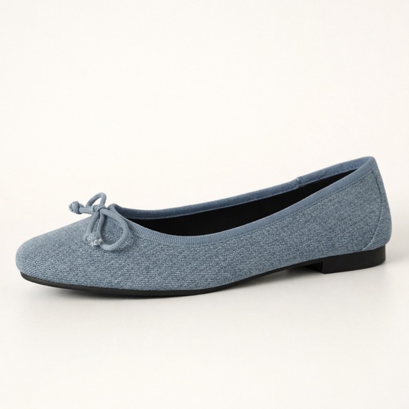 NYC Shoes - NY&C Light Blue Denim Ballet Flats Bow Toe NWOT Size 8.5